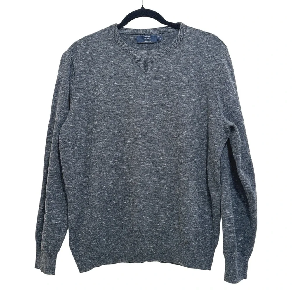 J Crew Sweater Gray Cotton Long‎ Sleeve Crew Neck Pullover Men's L Minimalist